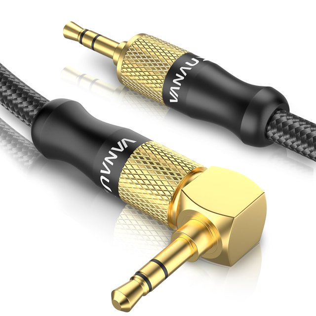 Cable auxiliar VANAUX con ángulo recto de 90 grados, conector de 3,5 mm y 1,5 m