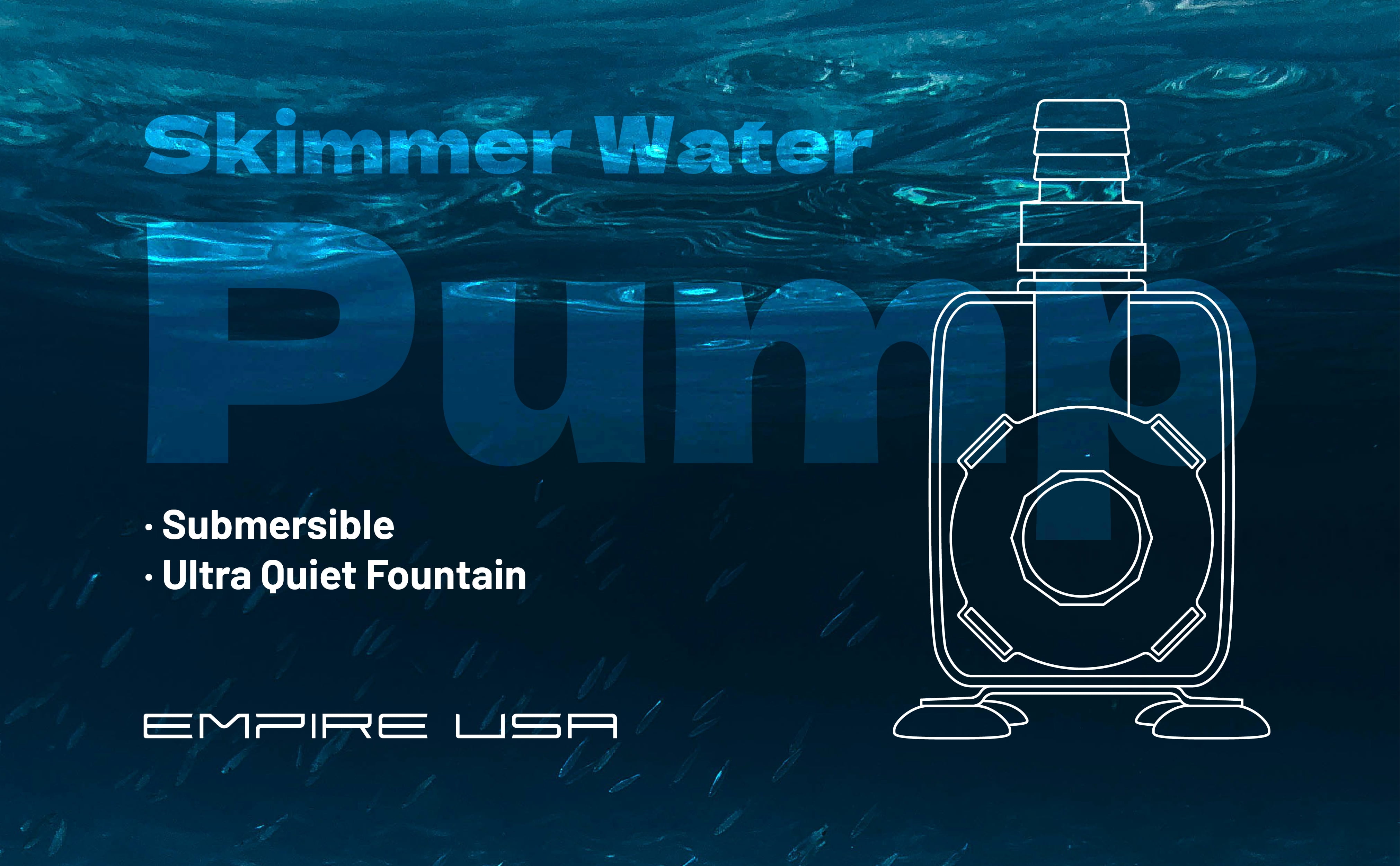 EMPIRE USA - SC Aquariums - PH2000 Skimmer water Pump Submersible Pump (2200L/H 31W 2.2m)  For Pond  Fish Tank Aquarium Aquaculture Black. with Needle Wheel Impeller Sca-302