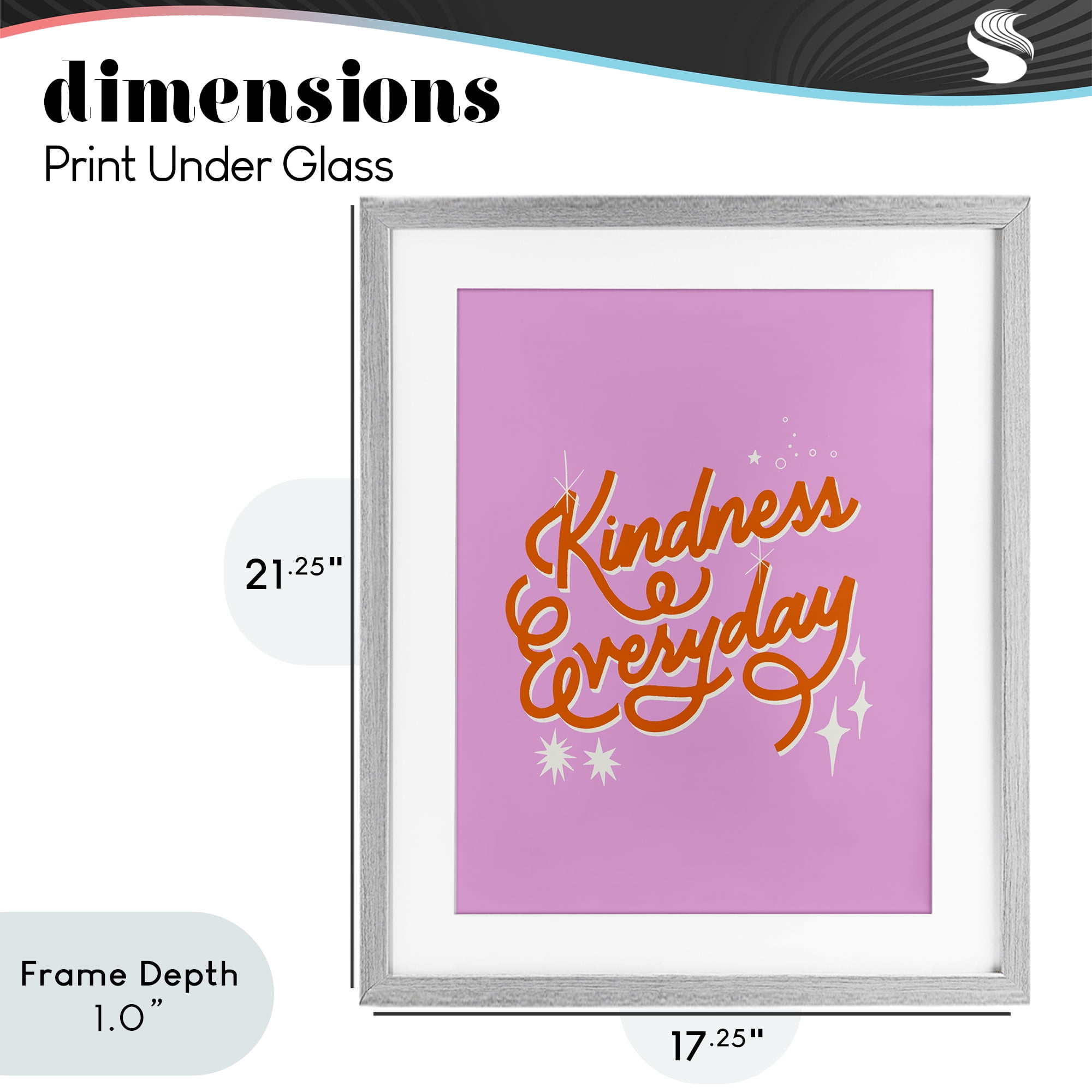 Stupell Industries Cursive Kindness Everyday Gray Framed Print Under Glass, design by Indira Prieto | IndySign
