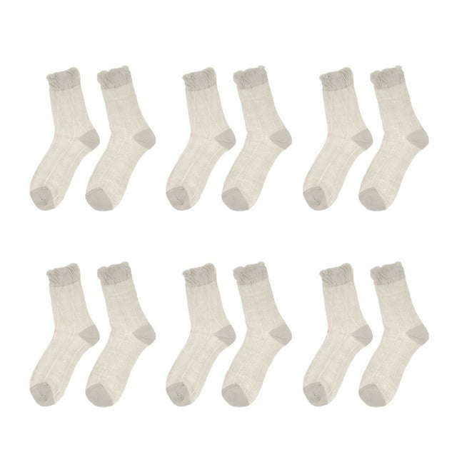Calcetines de elásticos ultrafinos con encaje de para mujer, 6 pares caqui