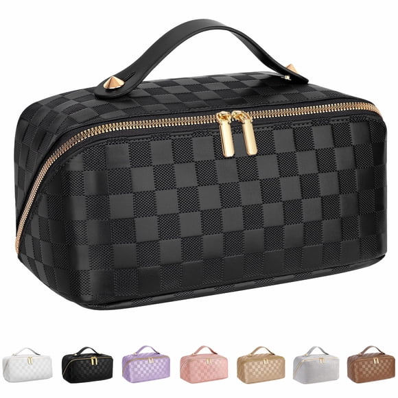 Bolsa cosmética de viaje ALEXTINA de gran capacidad impermeable negra