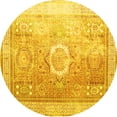 thumbnail image 1 of Ahgly Company Machine Washable Indoor Round Persian Yellow Traditional Area Rugs, 4' Round, 1 of 4