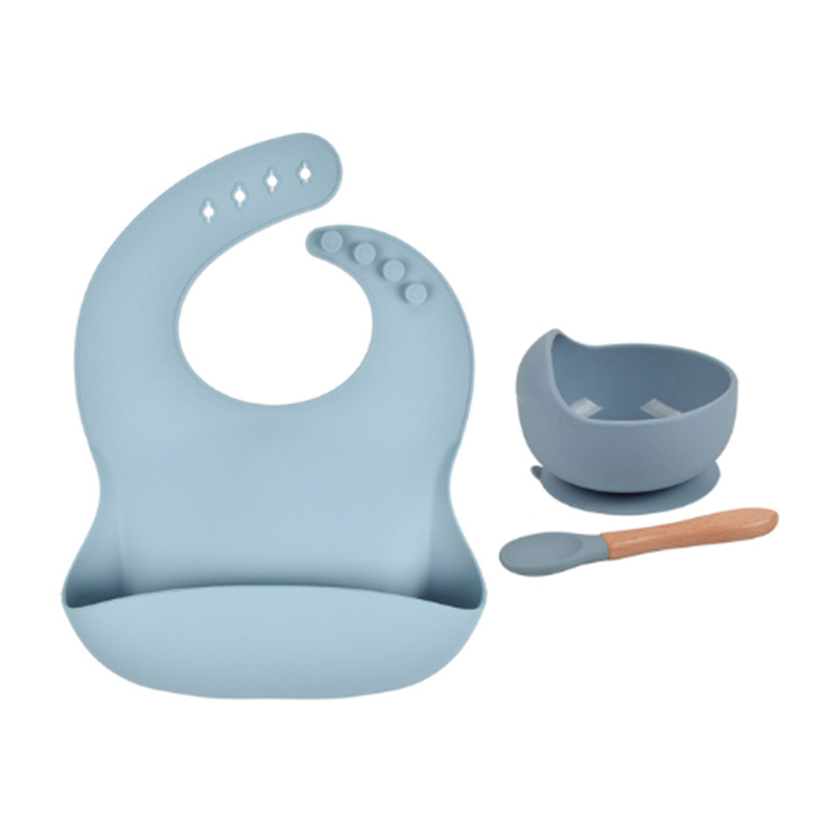 8pcs Baby Feeding Set Food-grade Silicone Baby Tableware Set with Suction Plate Suction Bowl Spoon Fork Drink Cup Adjustable Elephant Bibs BPA-Free
