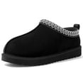 thumbnail image 3 of Comwarm Genuine Suede House Fuzzy Slippers for Women Men, Warm Memory Foam Shoes Indoor Outdoor, Black, 3 of 7