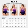thumbnail image 4 of SHEWIN Plus One Piece Swimsuits for Women Tummy Control Bathing Suit Summer Basic Plus Size Swimming Suits Back Cross with Removable Padding Purple 5X, 4 of 9