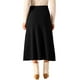 thumbnail image 3 of Falda de punto acanalado A-Line de Seta T para mujeres, con cintura alta elástica y falda midi XL negra, 3 of 6