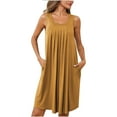 thumbnail image 2 of AKAFMK Cotton Nightgowns for Women,Sleepwear for Women,Women Nightgown With Pockets Sleep Shirts Sleeveless Sleepwear Pleated Front Nightshirt Round Neck Nightdress, 2 of 5