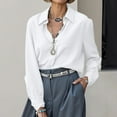 thumbnail image 2 of VEKDONE Women's Work Shirts Long Sleeve Button Lapel Blouse Solid Color Basic Business Office Shirt Fall Loose Lightweight Elegant Blouses, 2 of 6