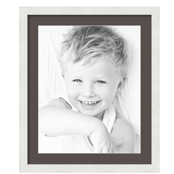 ArtToFrames 20x24" Matted Picture Frame with 16x20" Single Mat Photo Opening Framed in 1.25" Satin White Frame and 2" Chestnut Mat (FWM-3966-20x24)
