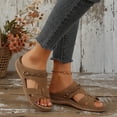 thumbnail image 6 of Caywon Women Wedge Sandals Dressy Soft Leather Sandal,Rubber Sole,Comfortable Walking,Casual Slip on Summer Sandals Slide Sandal Shoes, 6 of 7