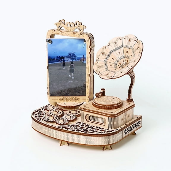 Recording Camera Frame 3D Wooden Puzzle Frame with Light Practical Toy Ornaments
