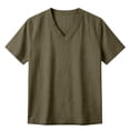thumbnail image 4 of hoksml Men's V Neck Short Sleeve Cotton Linen T Shirt, Solid Color Breathable Casual Tops for Beach Daily Wear and Summer Casual, 4 of 8