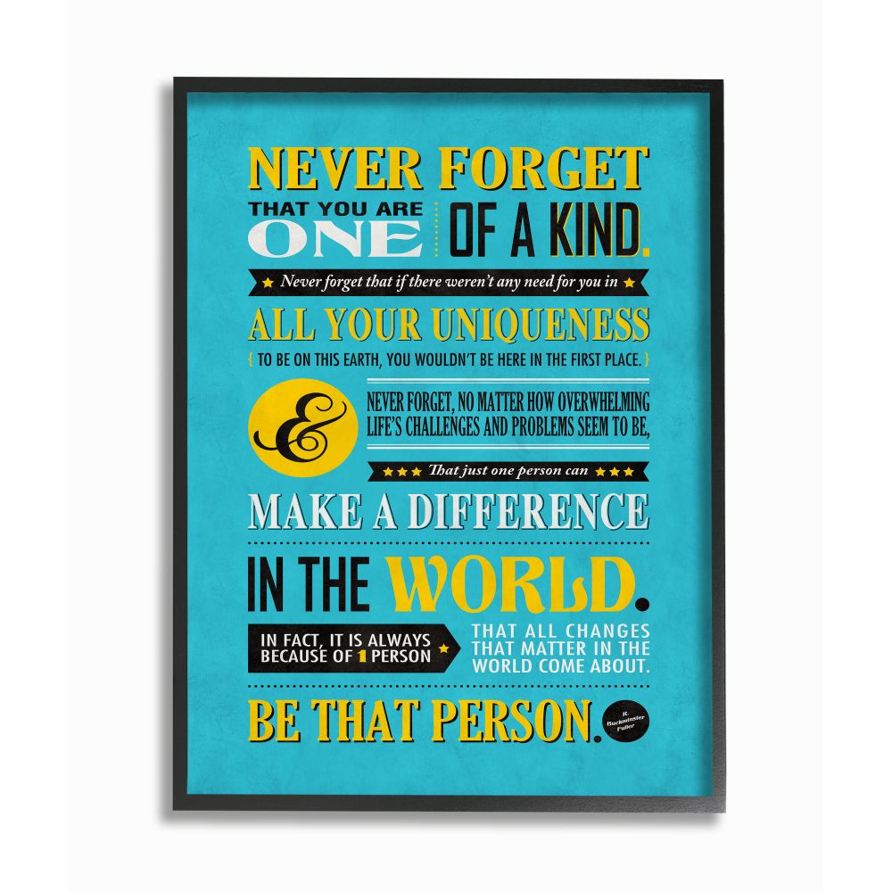 Stupell Industries One Of A Kind Inspirational Yellow Blue Design Framed Wall Art by Ester Kay