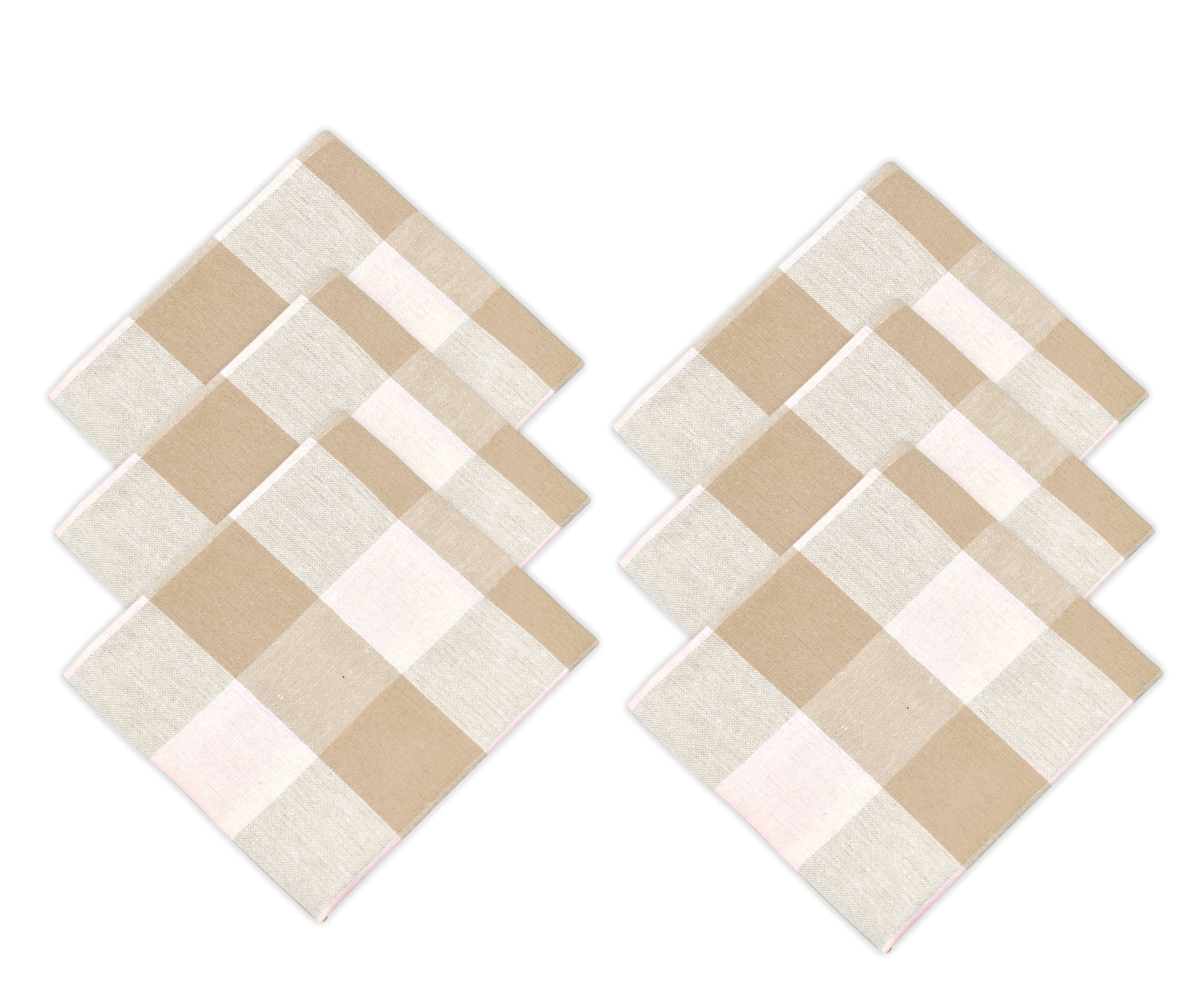 Cotton Napkins Checkered Beige & White 6/pack