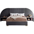 thumbnail image 3 of Meridian Furniture Cleo Gray Velvet Queen Bed, 3 of 5