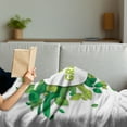 thumbnail image 3 of Saying Soft Flannel Fleece Throw Blanket, Go Green Text Inside a White Circle with Leaves Eco Awareness, Cozy Plush for Indoor and Outdoor Use, 50" x 70", Apple Green Fern Green, by Ambesonne, 3 of 5