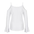 thumbnail image 4 of Womens under $10 2026 ! asdoklhq Womens Plus Size Dresses,Women's V-neck Casual Off Shoulder Strap Long Sleeve T-shirt Top Blouse, 4 of 9