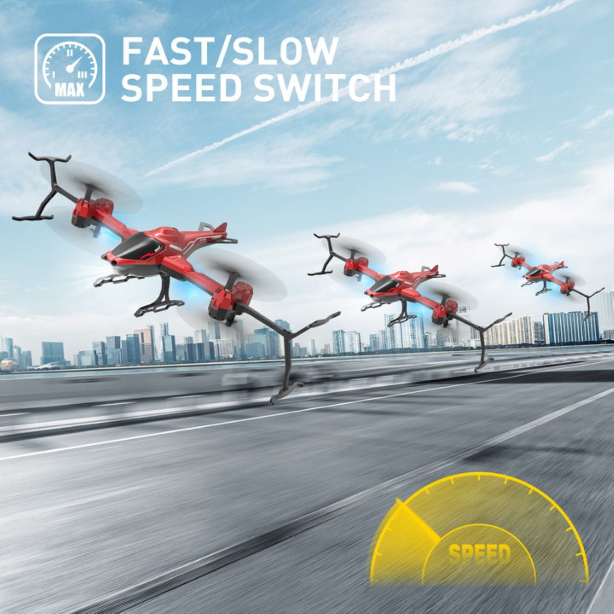 Helicopter Drone for Kids Adults, Wefone Toys with 3D Stunt Flips, Headless Mode, 3 Batteries, Red