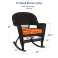 thumbnail image 4 of Jeco Rocker Wicker Chair in Espresso with Orange Cushion (Set of 2), 4 of 9