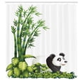 thumbnail image 3 of Ambesonne Cartoon Shower Curtain, Panda Bear Funny Forest, 69"Wx84"L, White Black and Green, 3 of 5