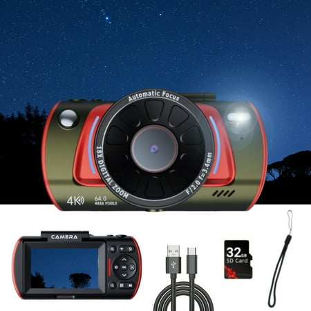4K 48MP Vlogging Camera with 16X Zoom, 3" 180° Flip Screen, Auto Focus & Anti-Shake | Compact YouTube Camera for Beginners, Live Streaming & Travel | Includes 32GB SD Card & Accessories