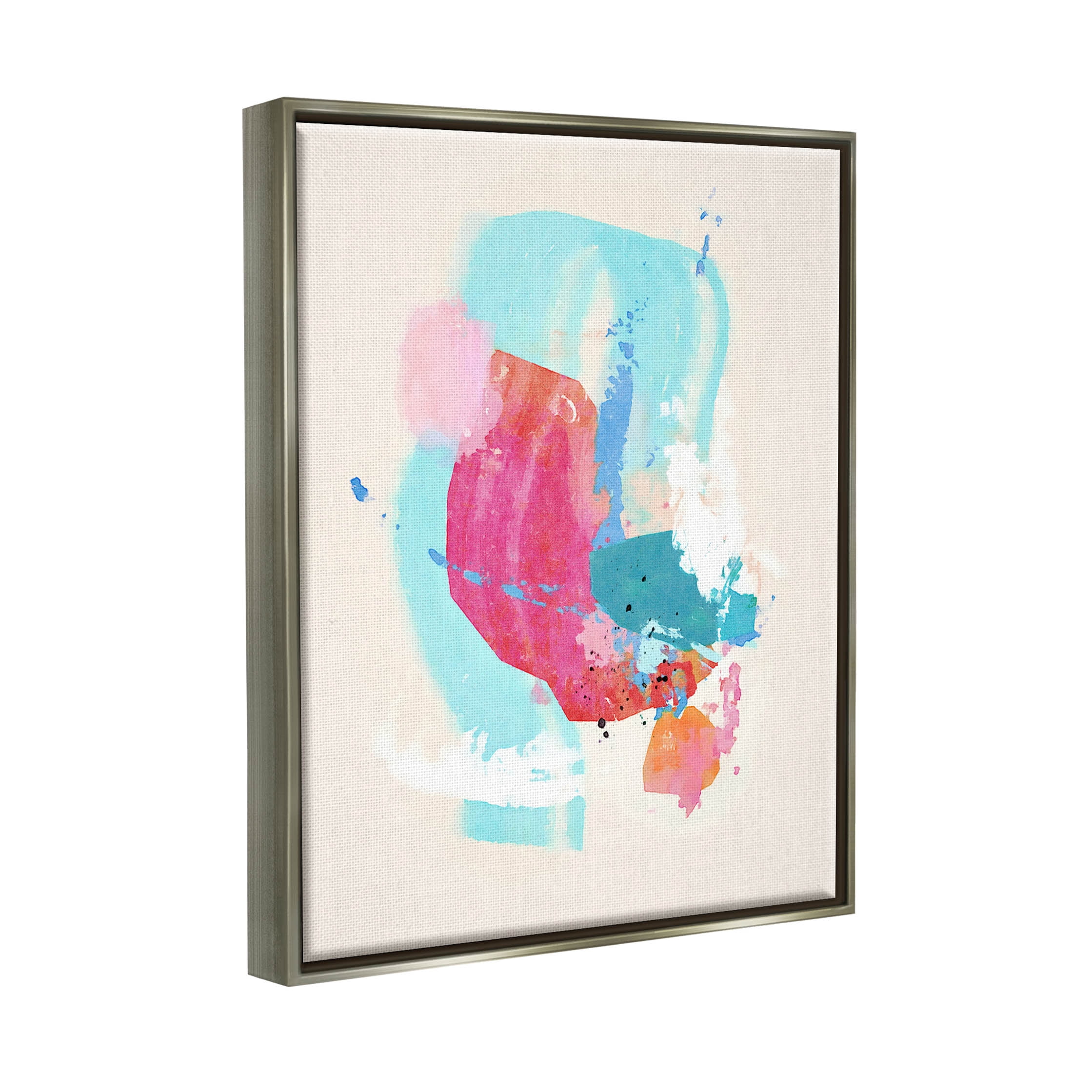 Fun Pink Abstract Strokes Abstract Graphic Art Luster Gray Framed Art Print Wall Art