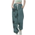 thumbnail image 4 of Juslio Girls Pants Casual Unisex Child Zhongda Star Printed Elastic Waist Drawstring With Pocket Leg Tight Waist Green, 4 of 5