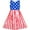 American Flag, variant on Girl Dress Sleeveless Blue Apple Embroidery Striped Sundress 4-5 Years