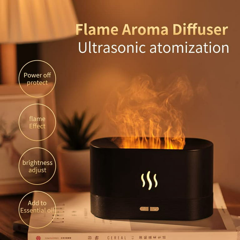 SDJMa Flame Air Aroma Diffuser Humidifier,Auto Off Essential Oil Diffuser-  Aroma Humidifier for Bedroom, Home, Office,Yoga