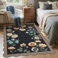 thumbnail image 2 of HOMERRY Large Scalloped Floral Non-Shedding Area Rug 9' x 12' for Living Room Washable Indoor Carpet, Black, 2 of 5