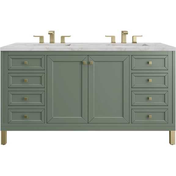James Martin Vanities 503-V60D-SC-3VSL Chicago 60" Free Standing Double Basin Vanity Set -