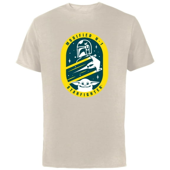Star Wars The Mandalorian and Grogu Modified N-1 Starfighter - Short Sleeve Cotton T-Shirt for Adults - Customized-Natural