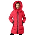 thumbnail image 4 of XPMWRP Women's Quilted Fleece Hooded Puffer Jacket Long Sleeve Solid Color Long Coat Winter Warm Thick Zipper Jacket with Pockets Red S, 4 of 8