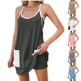 thumbnail image 1 of QATAINLAV Liquidation des Ventes Quotidiennes Robe de Tennis Athlétique pour Femmes Robe Mini Sportive d'Entraînement avec Short Intégré Sans Manches à Bretelles Spaghetti Combinaison Robe de Golf avec Poche Beige TG, 1 of 9
