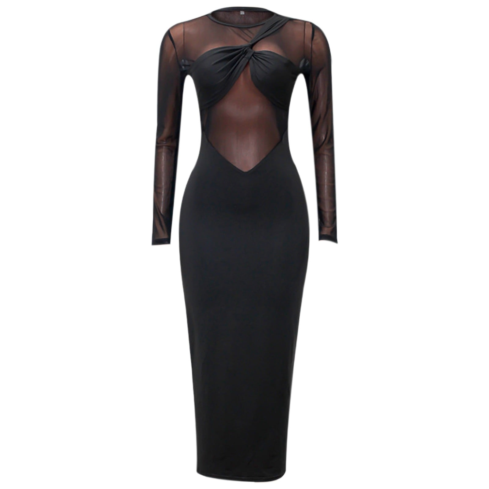 knee length dresses for ladies Kaitlin One Shoulder Slinky and Mesh Maxi Dress / Black | Meshki