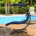 thumbnail image 3 of Costway Patio Hanging Lounge Chaise Hammock Chair Removable Canopy Navy, 3 of 7