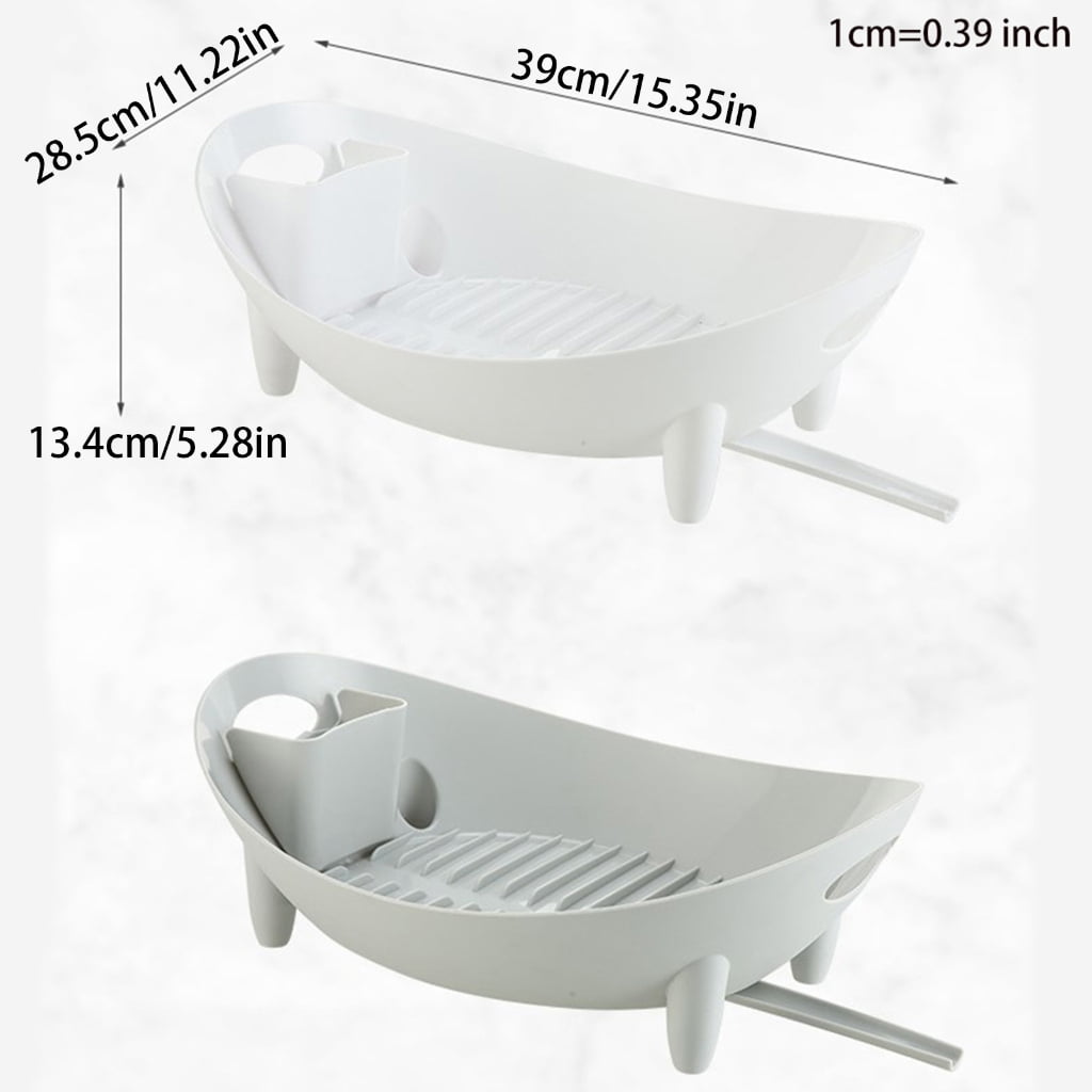 WINDLAND Dish Drying Rack Oval Shaped Drainer with Utensil Holder Plate Bowl Cutlery Storage Vegetable Basket Kitchen Organizer
