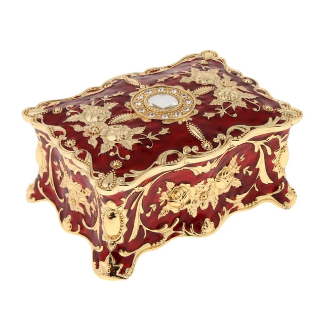 Joyero de baratija Hugo caja vintage organizador de almacenamiento 18 x 12 rojo