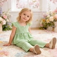 thumbnail image 4 of REDARER Toddler Girls Gingham 2-Piece Outfit, Flutter Sleeve Top & Pants Casual Summer Set,2-3 Years, 4 of 5