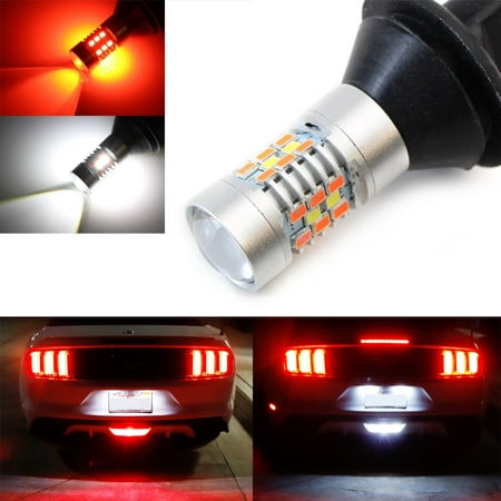 iJDMTOY (1) 60-SMD Red/White LED Bulbs For 2015-up Ford Mustang, 2011-2014 Chevy Volt As Rear Fog Light, Backup Reverse