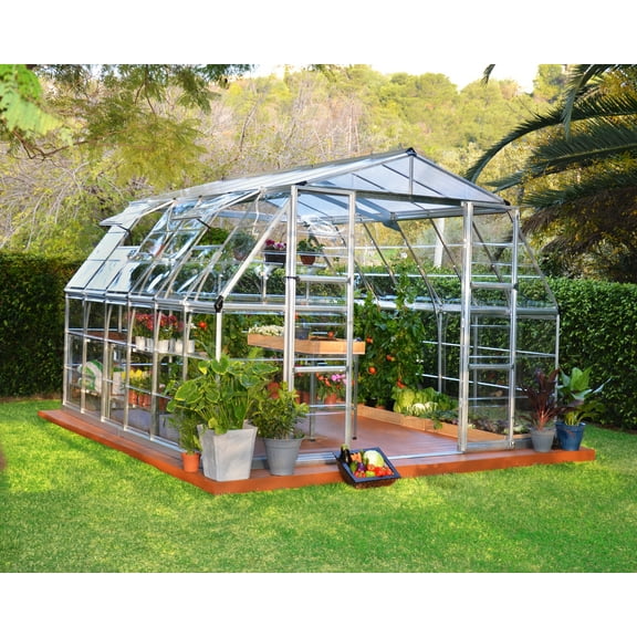 Palram - Canopia Americana - 12' x 12' - Walk-In Greenhouse - Silver - with 2 Roof Vents