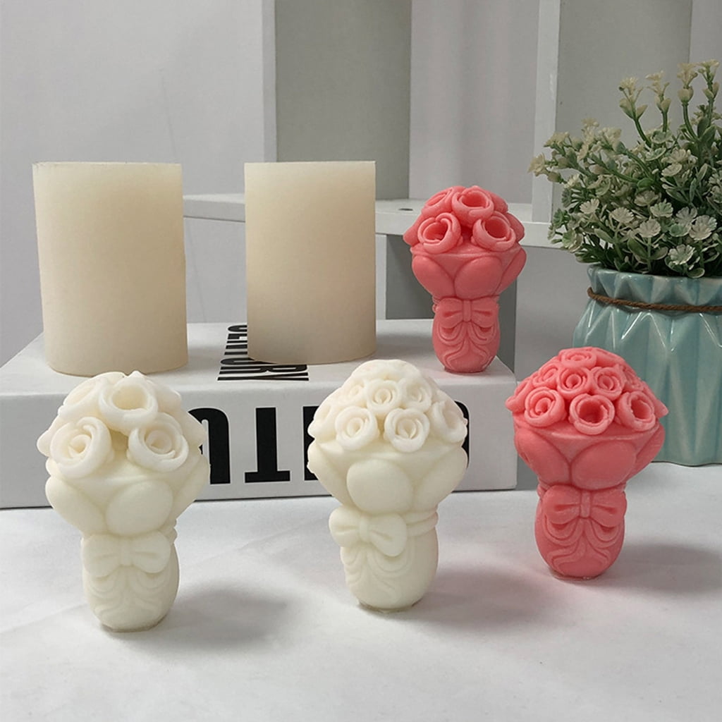 3D Rose Flower Candle Mold Handmade Soap Gypsum Mould Chocolate Molds Baking Tool Decoration DIY Craft