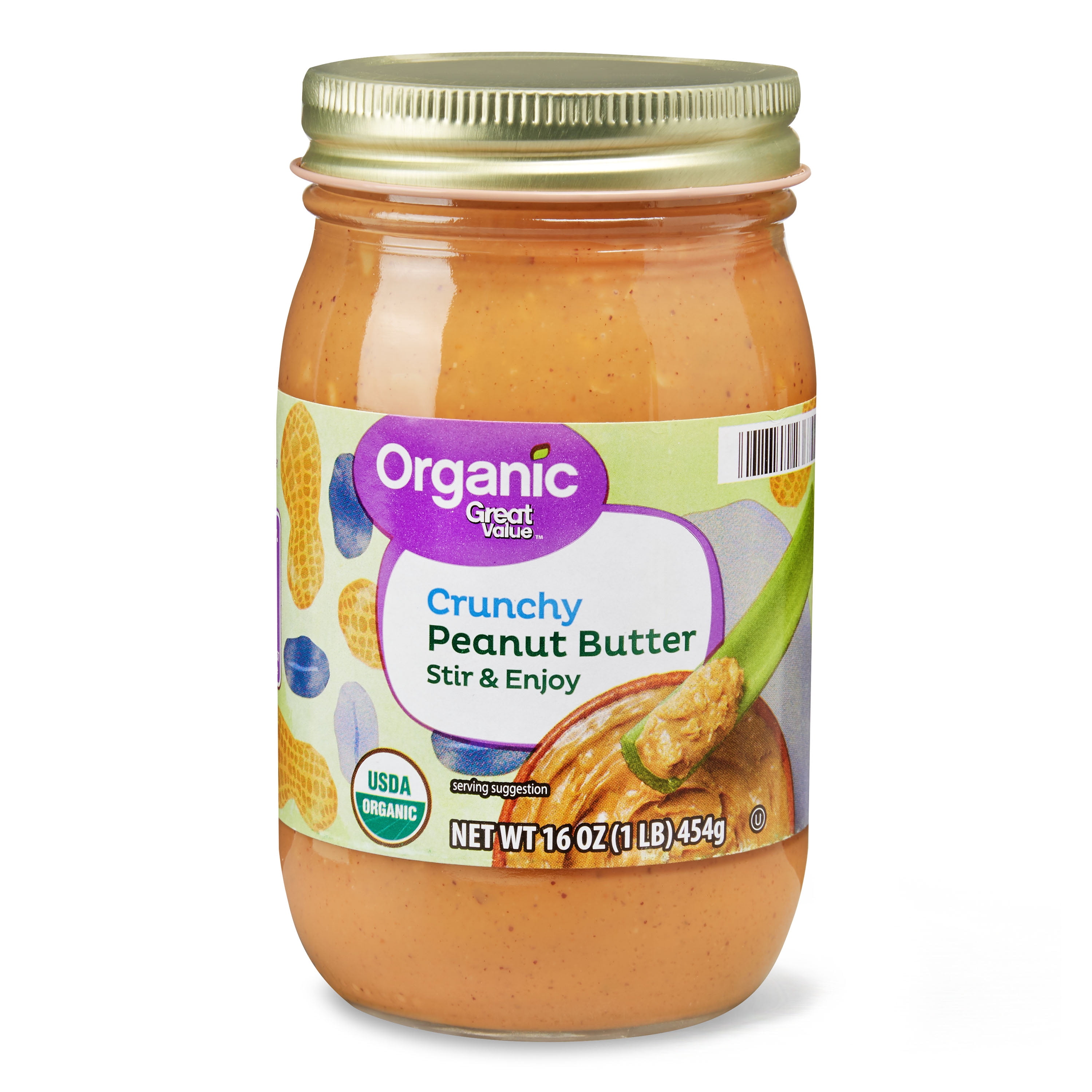 Great Value Organic Crunchy Stir and Enjoy Peanut Butter, 16 oz