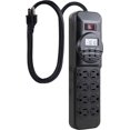 thumbnail image 1 of GE 7-Day Programmable Power Strip with Digital Timer, 8 Grounded Outlets (4 Timed / 4 Always On), Indoor, 15 Amp, 1800W, Easy Presets and Custom Settings for Weekly Cycle, Minute Intervals, 15077 Black, 1 of 4