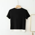 thumbnail image 4 of LOVZFMLL Hauts d'Été pour Femmes Mode Décontractée Couleur Unie T-shirt à Manches Courtes, 4 of 4