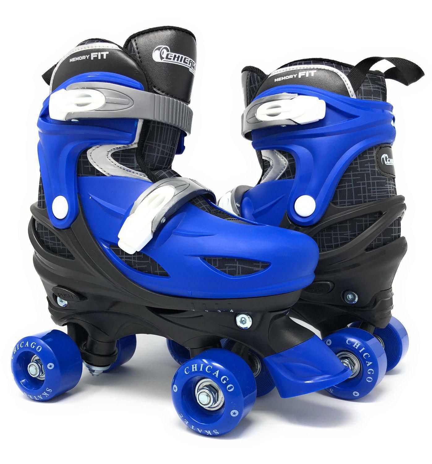 Chicago Skates - Patins à roulettes ajustables pour enfants avec accessoires, bleu, taille J10-13