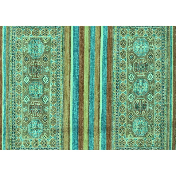 Ahgly Company Indoor Rectangle Abstract Turquoise Blue Modern Area Rugs, 7' x 9'