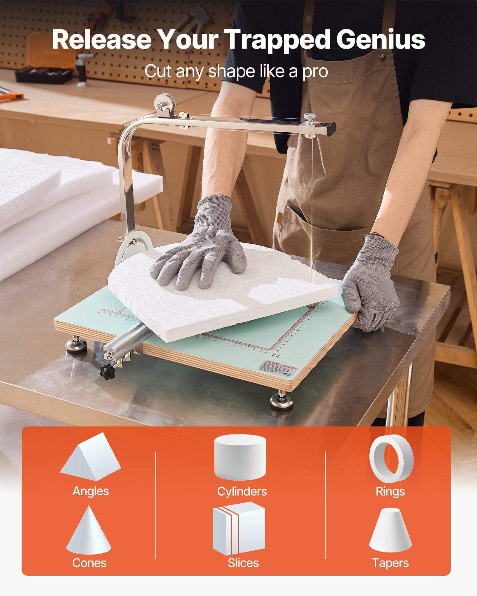 Hot Wire Foam Cutter, 58W Electric Styrofoam Cutter with Variable Temperature Control, Portable Tabletop Cutting Tool with 10.24" Max. Cutting Thickness for Foam, KT Board, Low-Density Sponge