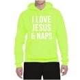 thumbnail image 2 of Wild Bobby, I Love Jesus & Naps Inspirational/Christian Unisex Graphic Hoodie Sweatshirt, Safety Green, Small, 2 of 6