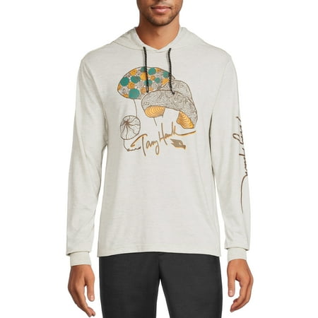 Tony Hawk Men's Mushrooms Graphic Tee Hoodie with Long Sleeves, Sizes S-XL